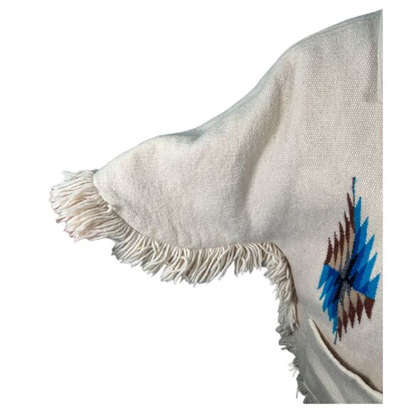 Ortega's Chimayo N.M. 1970s Wool Hand Woven Short Sleeve Fringe Medium - READ - Picture 8 of 8